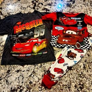 Disney Lightning McQueen Cars Pajama Set & Shirt excellent condition smoke free